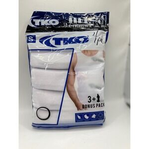 TKO Mens Ribbed Tank Top 4 Pack White‎ Small Cotton Blend Tag Free Undershirt
